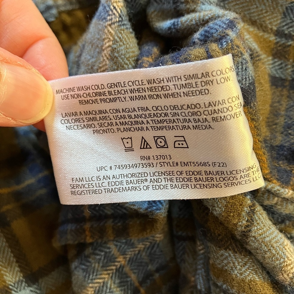 Eddie Bauer Blue and Brown Checkered Shirt - Picture 4 of 5